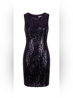 Jackie Jon New York Sequin Cocktail Dress Navy Blue Size 10